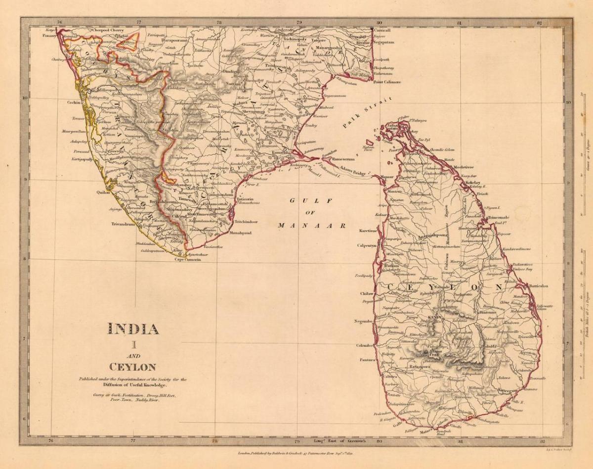 gamle Ceylon kart