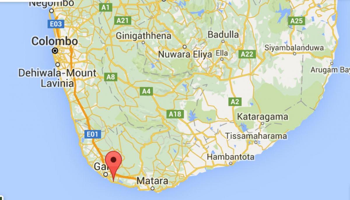  kart over sør-vest Sri Lanka