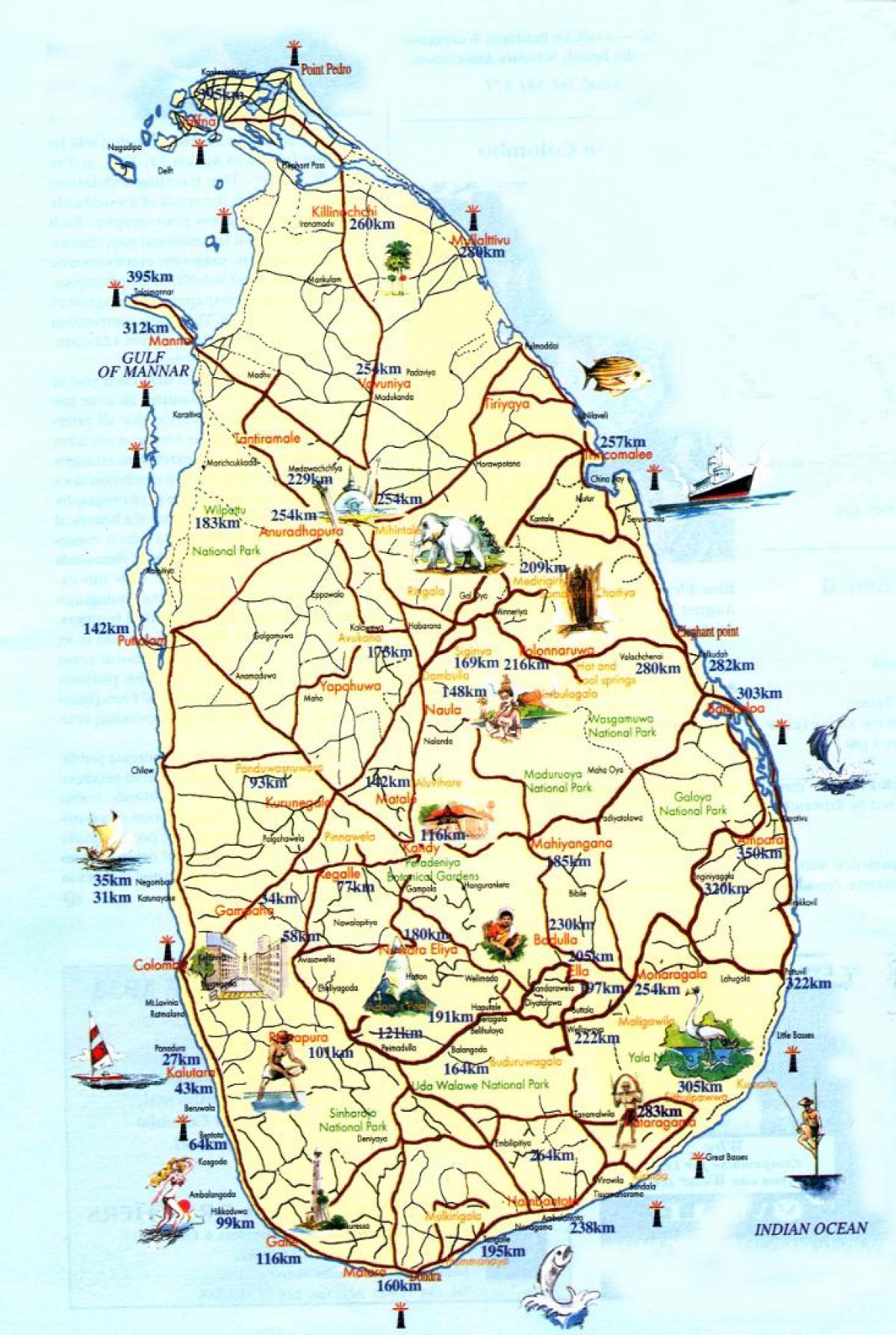 kart over Sri Lanka beach resorts