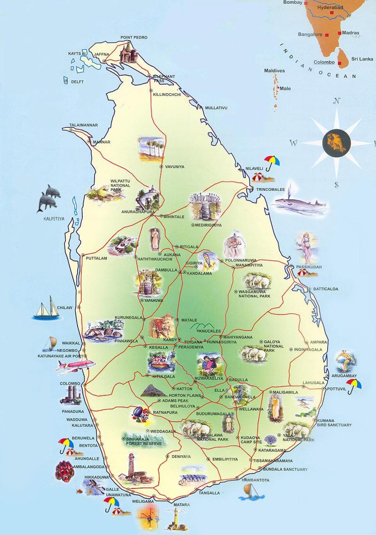 turistattraksjoner Sri Lanka kart