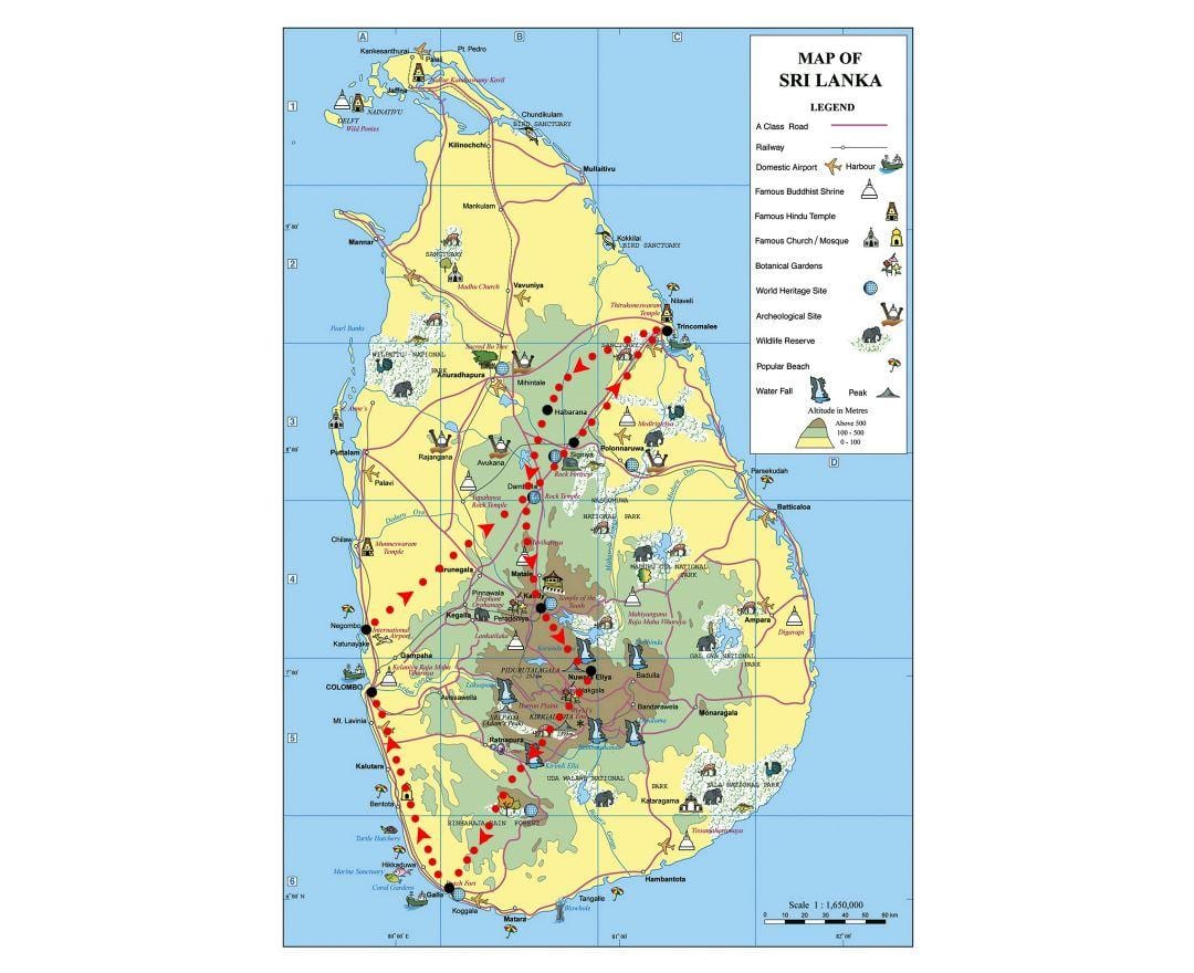 kart over symboler i Sri Lanka