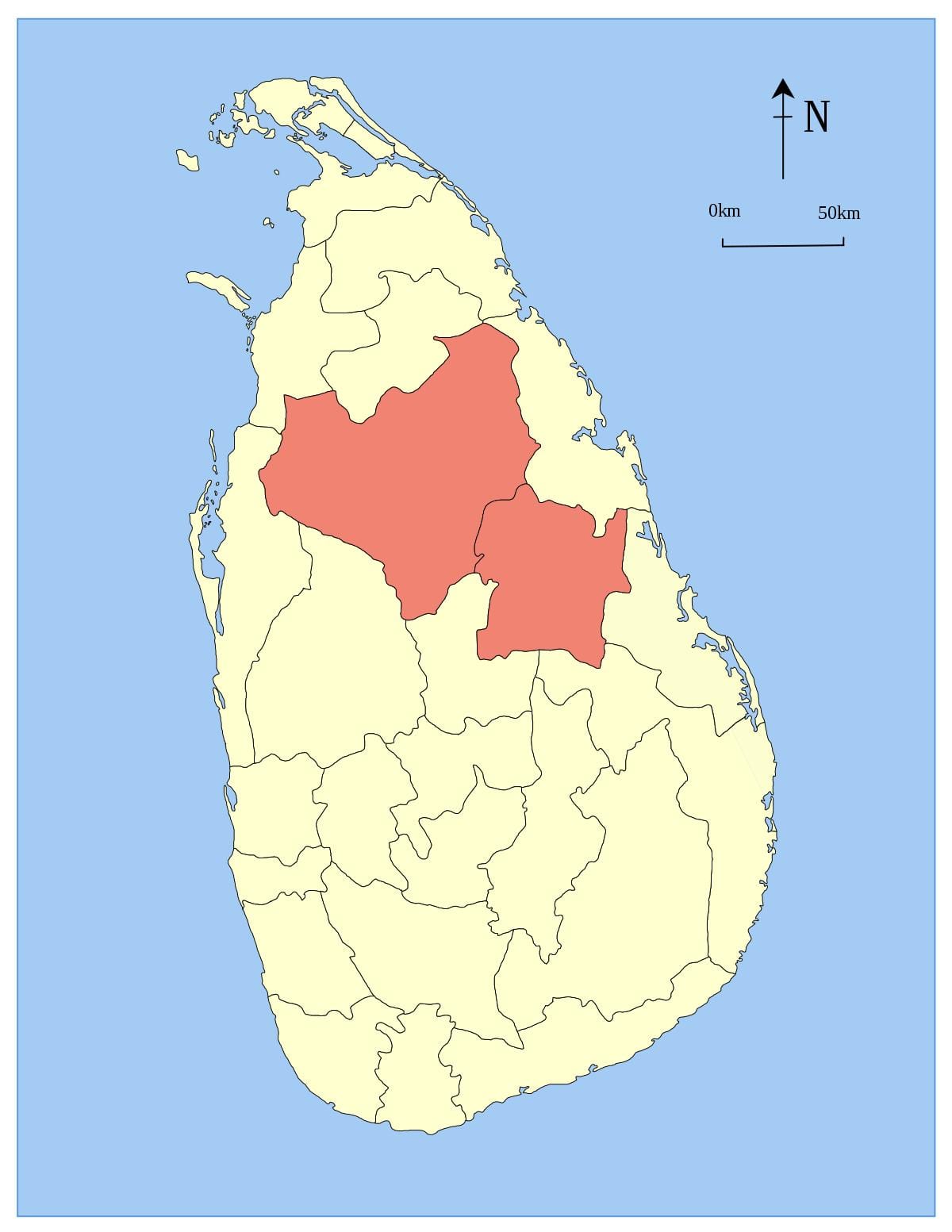 sentrale provinsen Sri Lanka kart