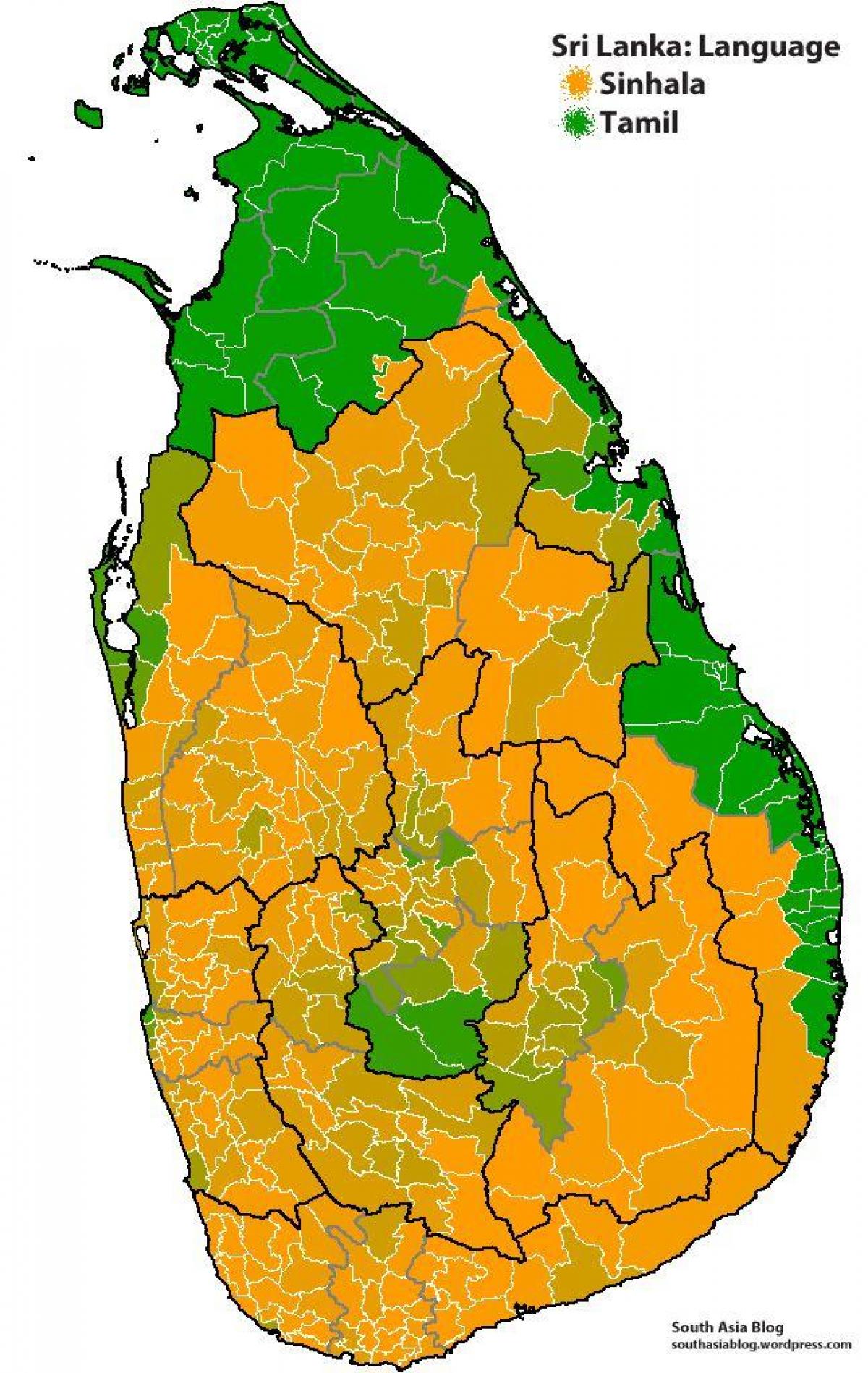 kart over Sri Lanka språk