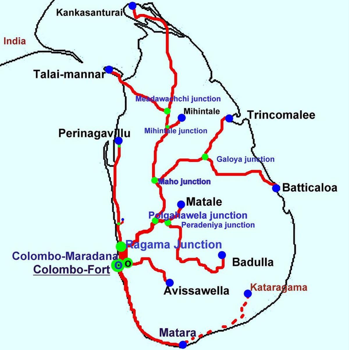 tog i Sri Lanka kart