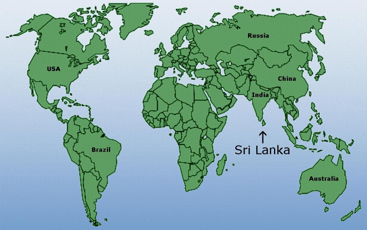 verdenskart som viser Sri Lanka