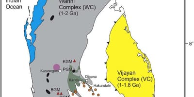 Kart av mineraler i Sri Lanka