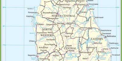Kart over Sri Lanka politiske