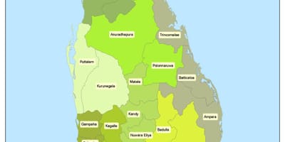 Kart over Sri Lanka-distriktet kart i tamil