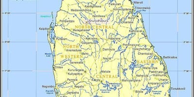 Kart over Sri Lanka historiske steder