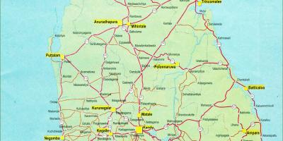 Kart over Sri Lanka med avstand kart