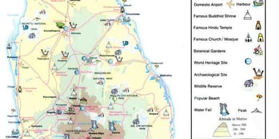 Kart over Sri Lanka kartet informasjon