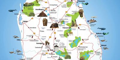 Turist steder i Sri Lanka kart