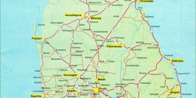 Veien avstand kart over Sri Lanka