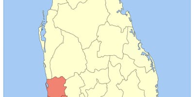 Kart over Sri Lanka vestlige provinsen